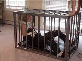 Bondage girl in cage