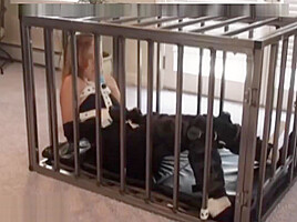 Bondage girl in cage