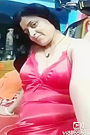 Booby Bhabhi Stripping Off Red Night Gown