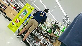 Booty in shorts and sexy employee