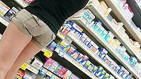 Booty in shorts and sexy employee