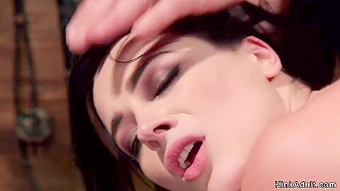 Brunette Trainee Doggy Rough Banged With John Strong