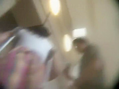 Bubbly butt of a girl walking with a crutch