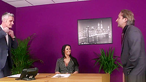 Busty British Office Dom Tugs Sub In Lingerie