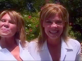 Busty Fake twin blondes share one stiff ramrod