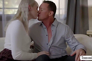 Busty Shemale Teacher Licks And Barebacks Her