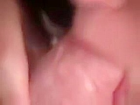 Busty brunette Jane sucking small white dick