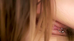 Busty brunette can't help but moan while getting her wet slit fingered