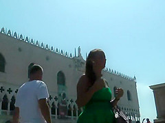 Busty tourist girl does a selfie