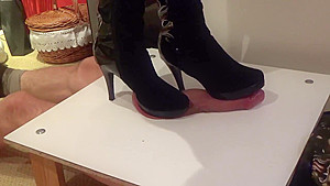 CBT under cruel high heels  crushing, finished with cumshot