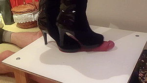 CBT under cruel high heels  crushing, finished with cumshot