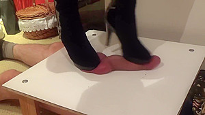 CBT under cruel high heels  crushing, finished with cumshot