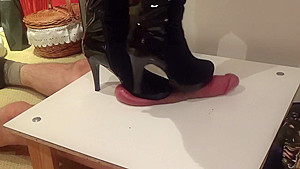 CBT under cruel high heels  crushing, finished with cumshot