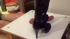 CBT under cruel high heels  crushing, finished with cumshot