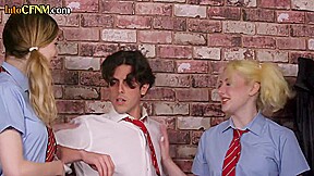CFNM college dominass spoiling guy in group classroom BJ