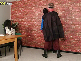 CFNM femdom babes suck and jerk cosplay cock in group