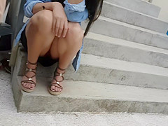 Candid teen 18+ upskirt pantie feet