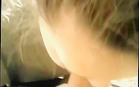 Cheating wife sucks his big dick and deep throats it swallows his cum