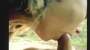 Cheating wife sucks his big dick and deep throats it swallows his cum