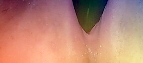 Chubby pussy cucumber play