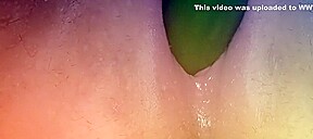 Chubby pussy cucumber play