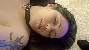 Collared girl with big tits gets fucked and facialed