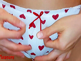 College Girl In Sexy Panties Rubbing Cock With Huge Cum