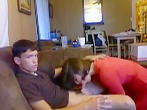 College girl barebacks her boyfriend on the couch