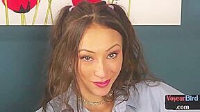 College uniform CFNM femdom babes tease wankee