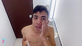 Colombian With Huge Cock Shaves In The Bathroom