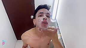 Colombian With Huge Cock Shaves In The Bathroom