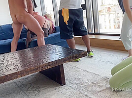 Crazy Public Threesome and Backstage Blowjob - PissVids