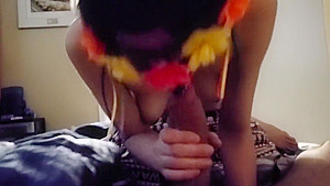 Cute 18 year old takes cumshot on tits and sucks Step daddy's cock