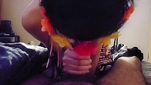 Cute 18 year old takes cumshot on tits and sucks Step daddy's cock