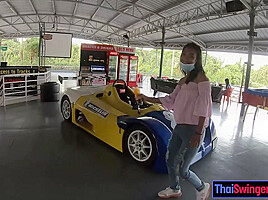 Cute Thai amateur teen 18+ girlfriend go karting and recorded on video after