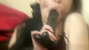 Cute asian rides dildo