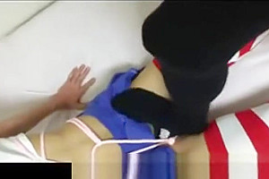 Cute cosplay crossdresser blowjob and foot job