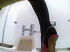 Cute girl gets scared in the toilet