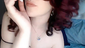 Cute girl smoking and Masturbating