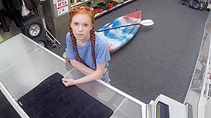 Cute teen 18+ gagging on brokers cock