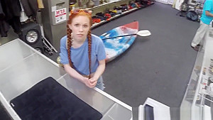 Cute teen 18+ gagging on brokers cock