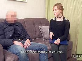 Debt4k  student 18+ has no possibilities to pay for new iPhone so she needs to suck now