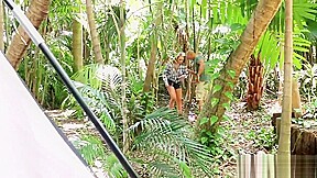 Ebony Playmate's Step daughter Threesome First Time Backwoods Bar