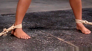 Ebony Sub Whipped In Strappado Bondage Pose