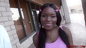 Ebony teen 18+ Takes Her First White Cock