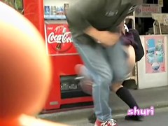 Energetic small Asian hottie gets nicely intercepted by some sharking chap