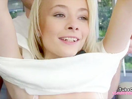 Firm ass blondie teen 18+ Maddy Rose in stockings nailed on sofa