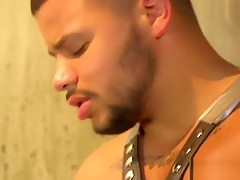 Flogged BDSM sub deepthroating hard dick