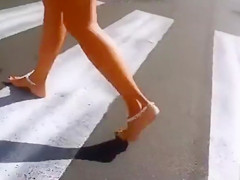 Foxy mademoiselle enjoys pleasuring her hungry pussy in public