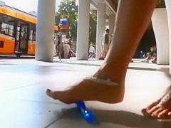 Foxy mademoiselle enjoys pleasuring her hungry pussy in public